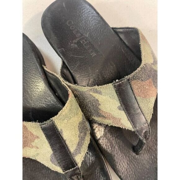 Cole Haan Men's Green Camo Suede Thong Sandals Flip Flops 7 M - Picture 4 of 6